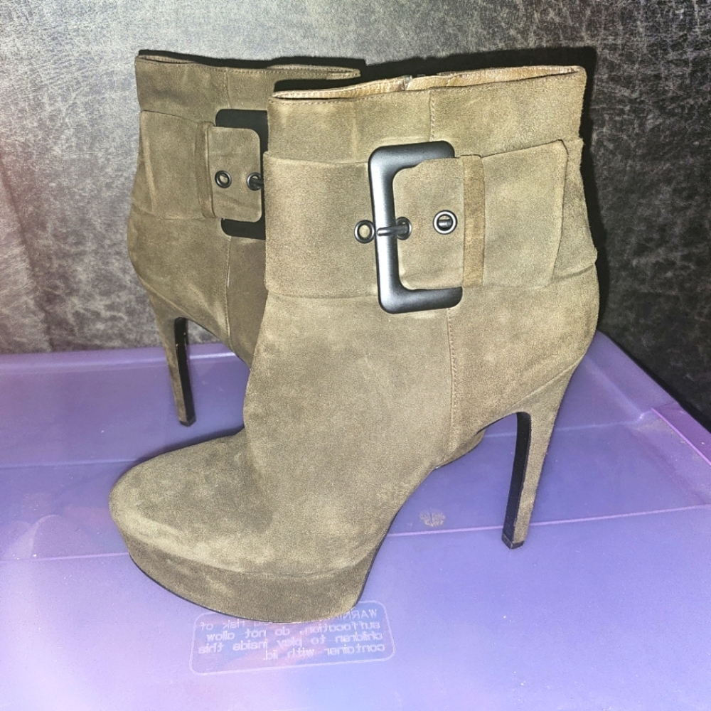 Via Spiga Suede Ankle Boots with Buckle Detail